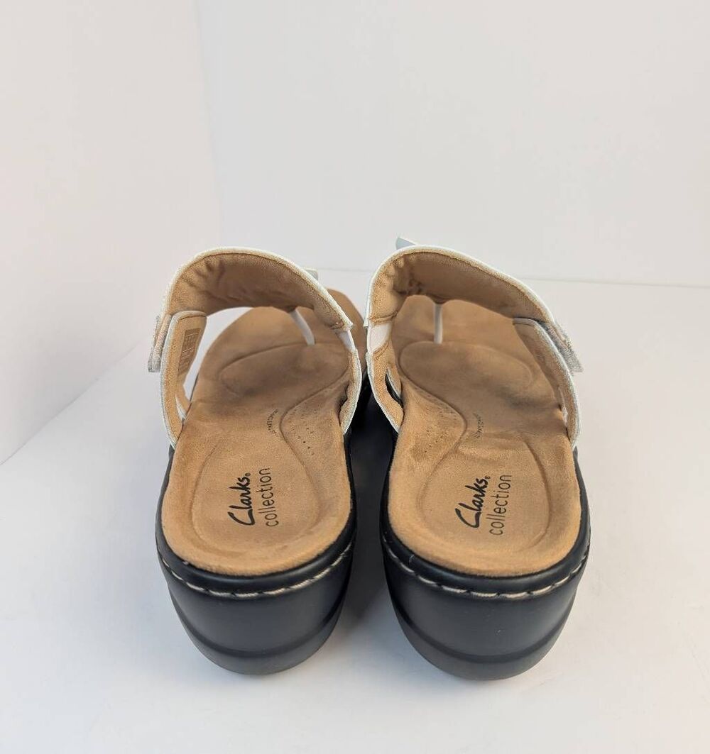 Clarks Merliah2 Kyla White leather lazercut 3D flower wedge sandals womens 9 - Picture 4 of 7